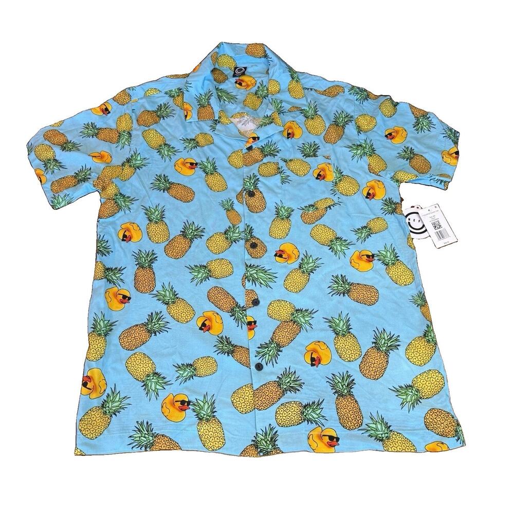 Neff Tropical Button Down Shirt Rayon Mens Med Duckies & Pineapples NWT